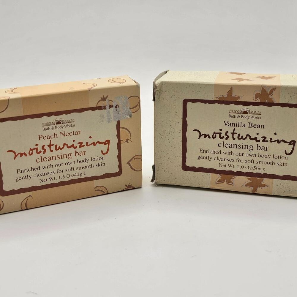 NEW Bath & Body Works Cleansing Bar Vanilla Bean & Peach Nectar 2oz and 1.5oz